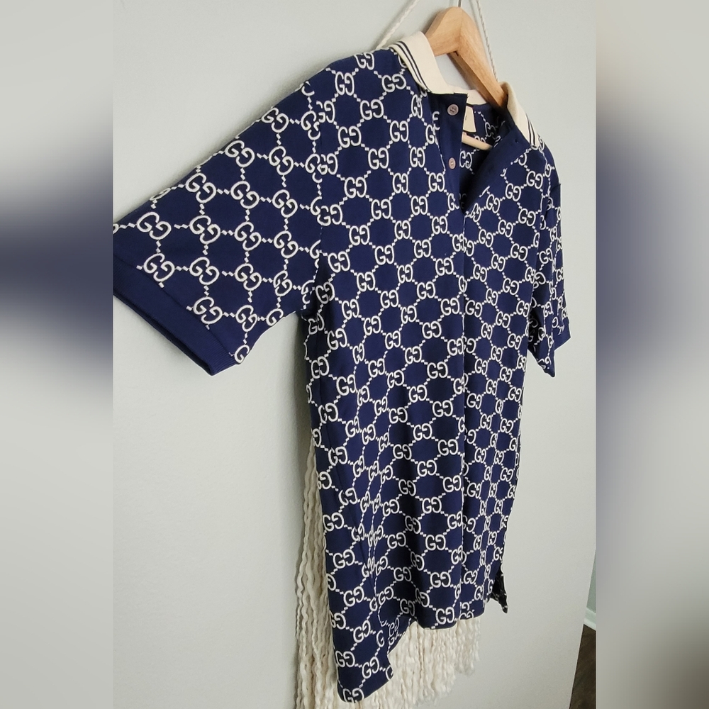 ✨️Gucci Embroidered✨️ Navy👕GG Logo Polo Shirt